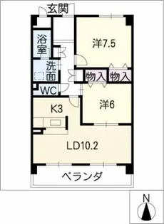 ドエル植田山【3階】の間取り