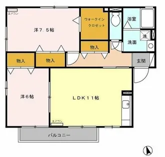 グランヴェール【A202号室】の間取り