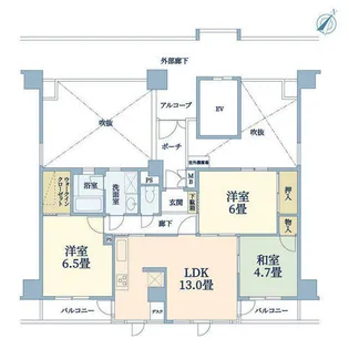 コスモシティ三宮東【13階】の間取り