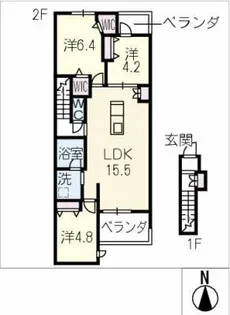 GRANDE VILLA山の手【2階】の間取り