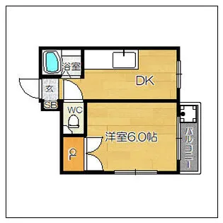1DKの間取り画像