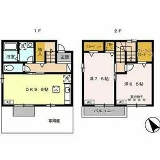 愛知県名古屋市千種区城山新町2丁目【テラスハウス】の間取り