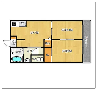 ルシェルブルー大城A【2階】の間取り