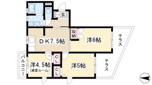 ヒルズ黒石【101号室】の間取り