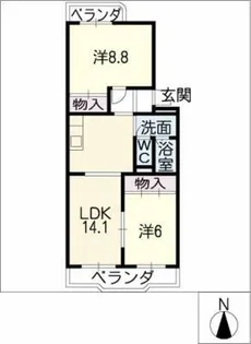 メンバーズタウン岩野【2階】の間取り
