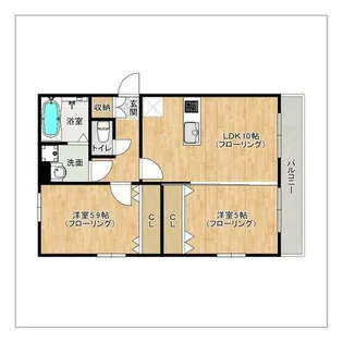 Casa朝倉街道II【102号室】の間取り