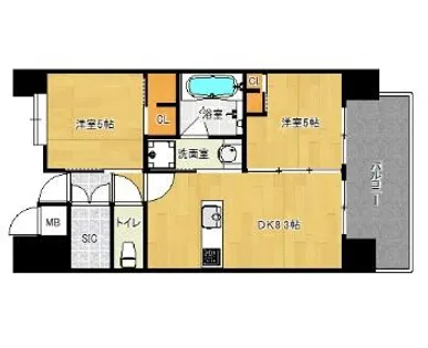 エステムプラザ福岡県庁前ネオシス【6階】の間取り