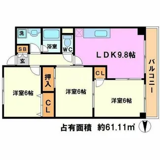 壱番館白川【3階】の間取り