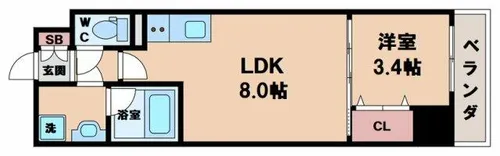 MAXIV大阪山坂【9階】の間取り