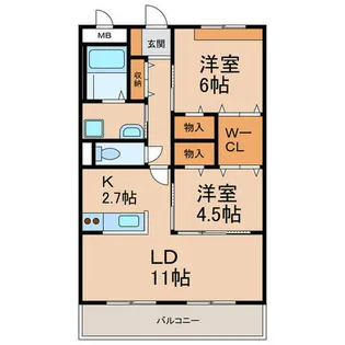 シャルマン向山【1階】の間取り