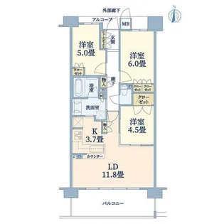 ファインフラッツ関目ザ・レジデンス【3階】の間取り