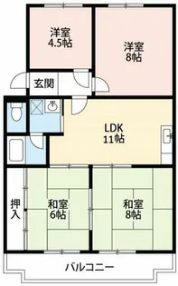 愛知県岡崎市宇頭町字池下【マンション】の間取り