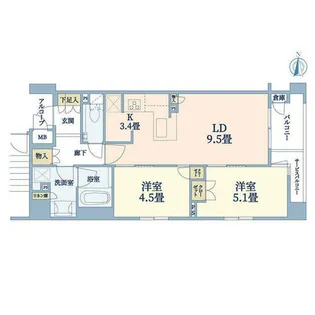 2LDKの間取り画像