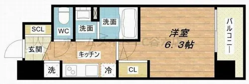 エスリード難波ザ・ゲート【7階】の間取り