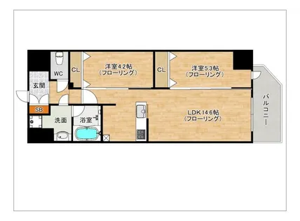 リファレンスリバービュー室見【9階】の間取り