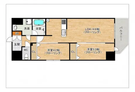 リファレンスリバービュー室見【903号室】の間取り
