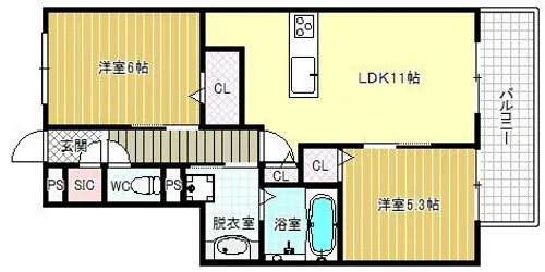 グロリアハイツはびきの【1階】の間取り