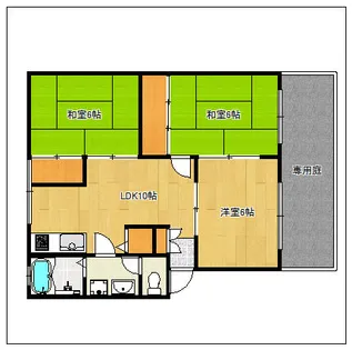 サンビレッジ二日市【1階】の間取り