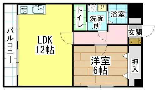 大里中町ハイツ【7階】の間取り