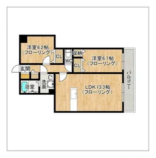 ピュア中通り【Ⅱ302号室】の間取り