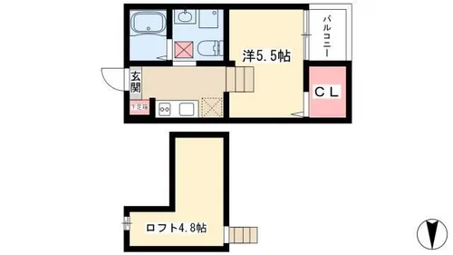 LA TACHE Ⅱ【102号室】の間取り
