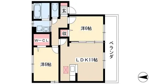 アメニティ・スリーオー A棟【1階】の間取り
