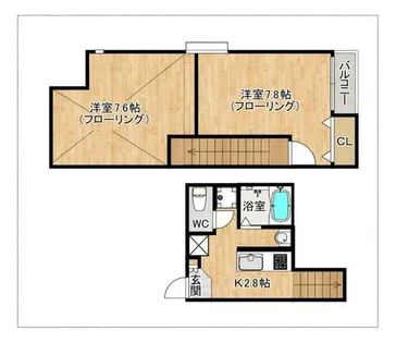 ボルベール学研都市【201号室】の間取り