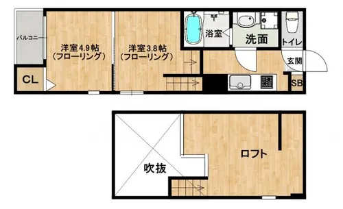 クレール花【203号室】の間取り