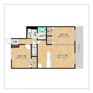 ブランコート筑紫野【302号室】の間取り