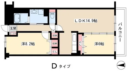 ソーラスフロント富船【2階】の間取り