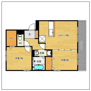 ロイヤルブルー B棟【105号室】の間取り