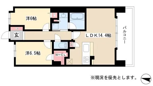ロイヤルパークスERささしま【1710号室】の間取り