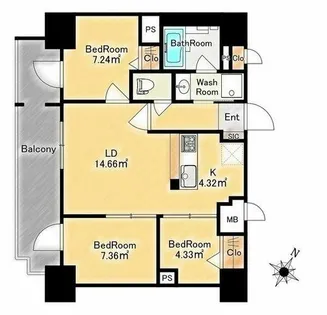 MODERN PALAZZO天神南II【10階】の間取り