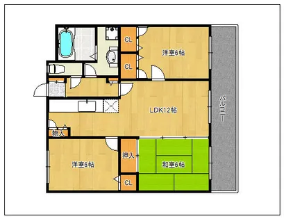 ピア観世S-N【S-302号室】の間取り