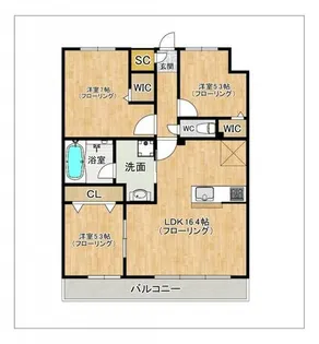 グラーティア【203号室】の間取り