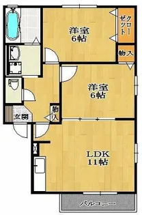 ガトーナふくだC棟【2階】の間取り
