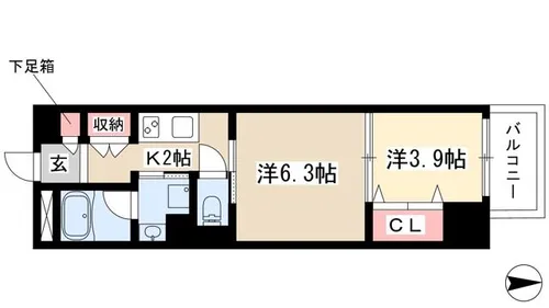 レジデンス上前津スクエア(旧プライムアーバン上前津)【0804号室】の間取り