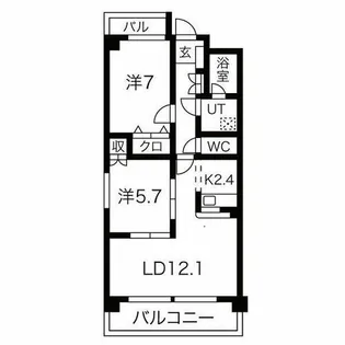 ハイツK&S【2A号室】の間取り