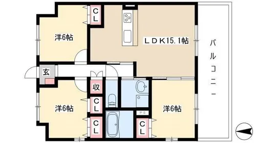 アルビオンコート【301号室】の間取り