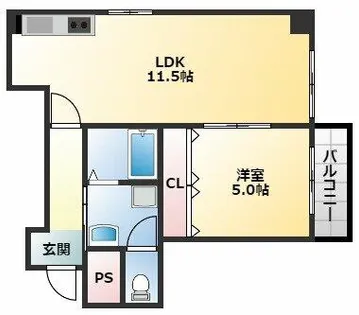 ラムール布施【5階】の間取り