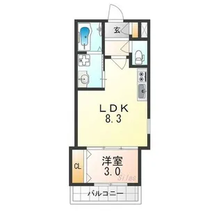 ルシェリア山科【1階】の間取り
