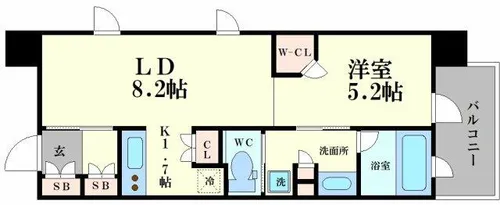 パークアクシス心斎橋【13階】の間取り