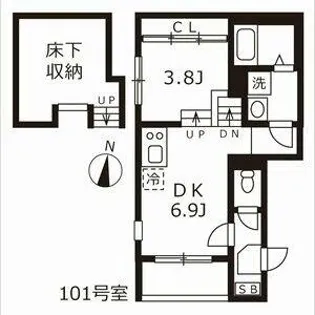 ジェイアールエイチ【1階】の間取り