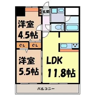 カーサビアンカ黒川【8階】の間取り