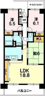 ベルヴィ草津【510号室】の間取り