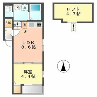 ハーモニーテラス坂井戸町【2階】の間取り