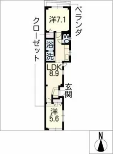 名駅五分館【2階】の間取り