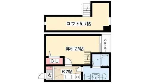ビルーチェB棟【201号室】の間取り