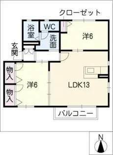 スクエアヴィレッジE【1階】の間取り