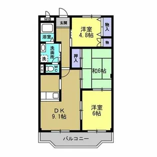 シャトー栗見坂【3階】の間取り